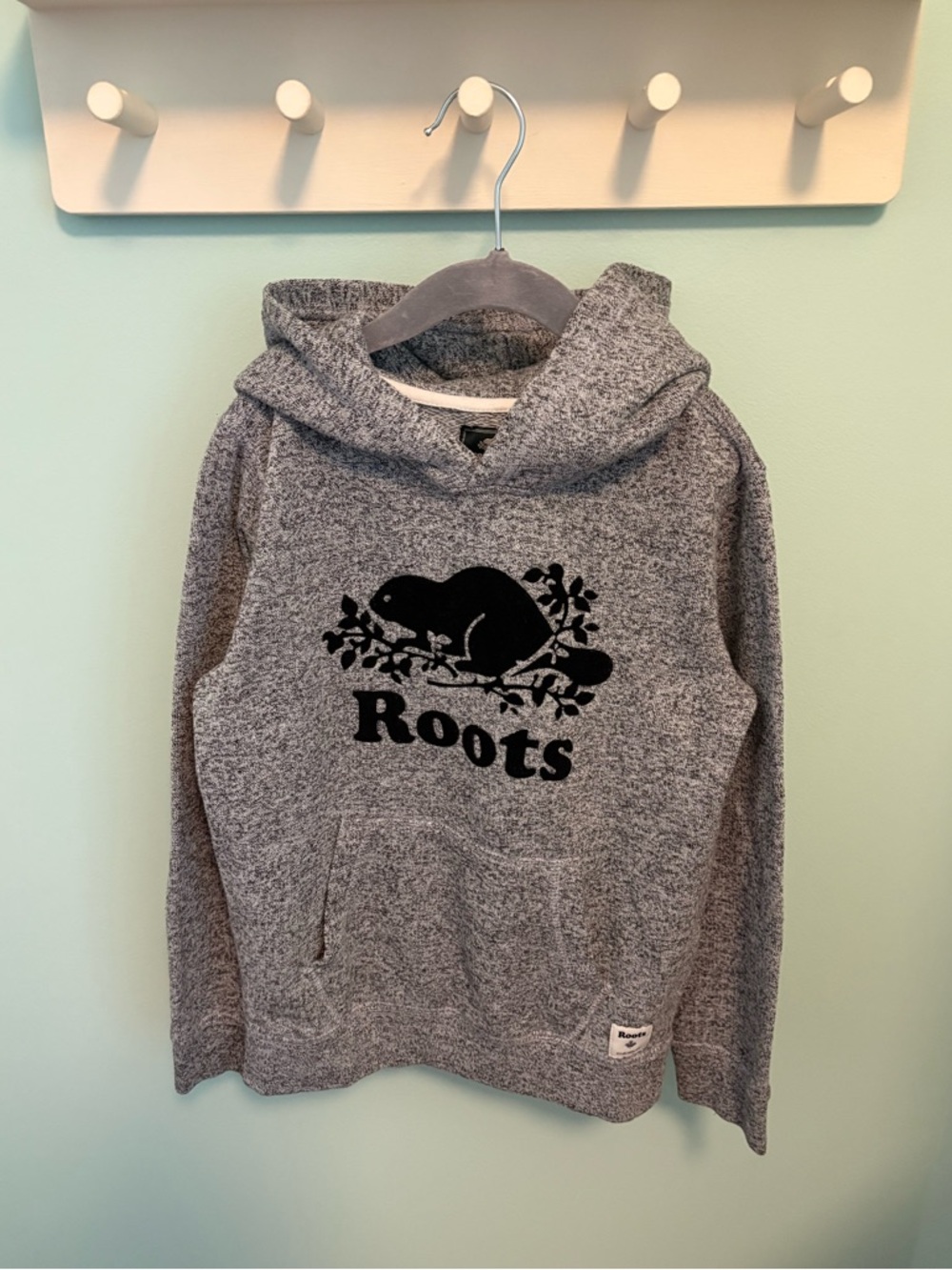 Roots Salt and Pepper Hoodie with Black Beaver Logo